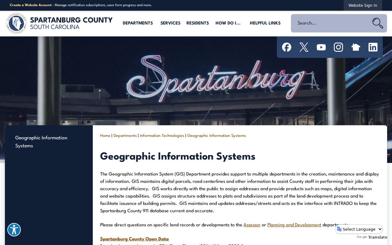 Greer neighbors Spartanburg County geographic information systems route