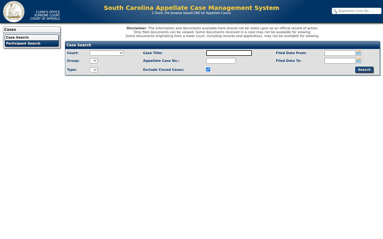 Greer resident lookup South Carolina appellate C-Track case search